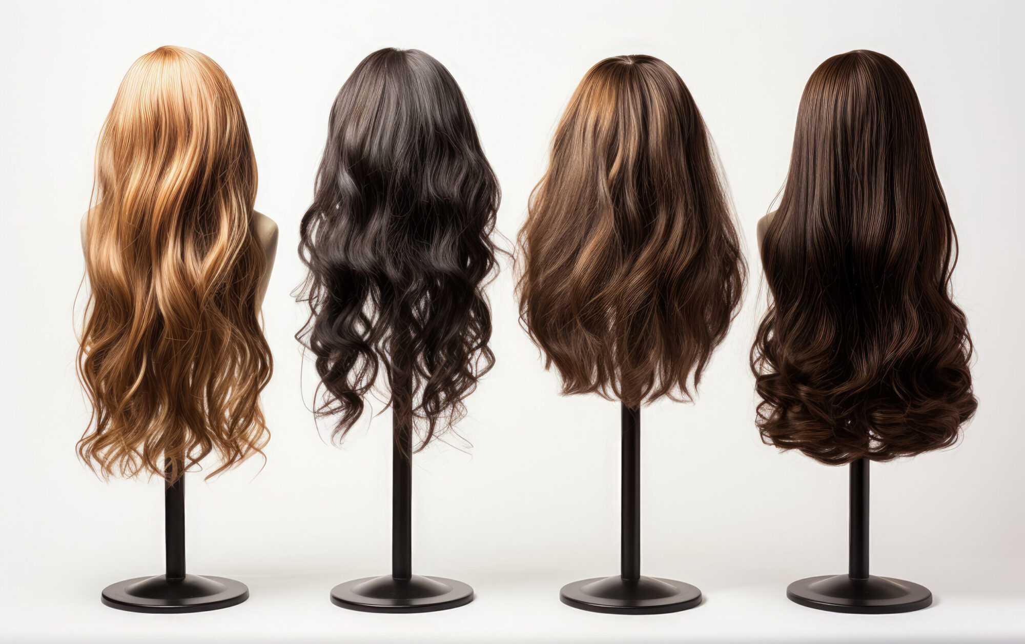 Fashion woman wig stands isolated on white background , idol hair style